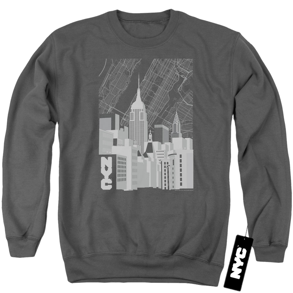 New York City Manhattan Monochrome Men's Crewneck Sweatshirt Men's Crewneck Sweatshirt New York City   