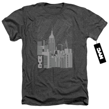 Charcoal men's heather t-shirt with New York City Manhattan Monochrome graphic