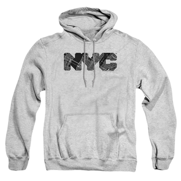 Athletic heather pullover hoodie with New York City NYC Map Fill graphic