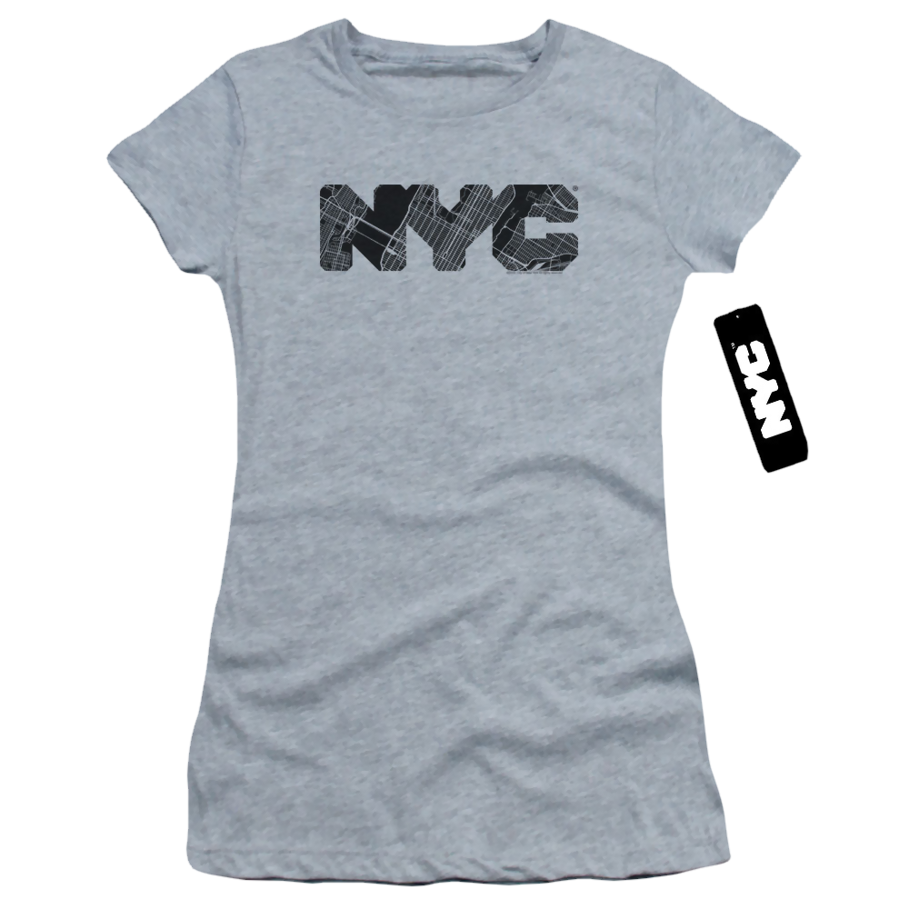 Nyc Nyc Map Fill - Juniors T-Shirt Juniors T-Shirt New York City   