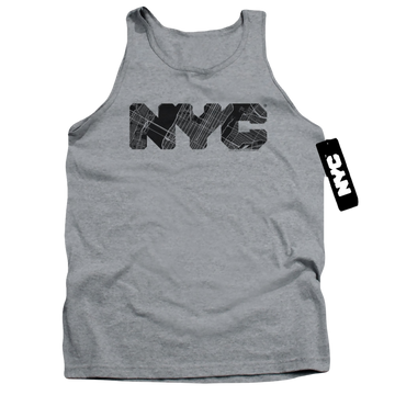 Athletic heather men's tank with New York City NYC Map Fill graphic