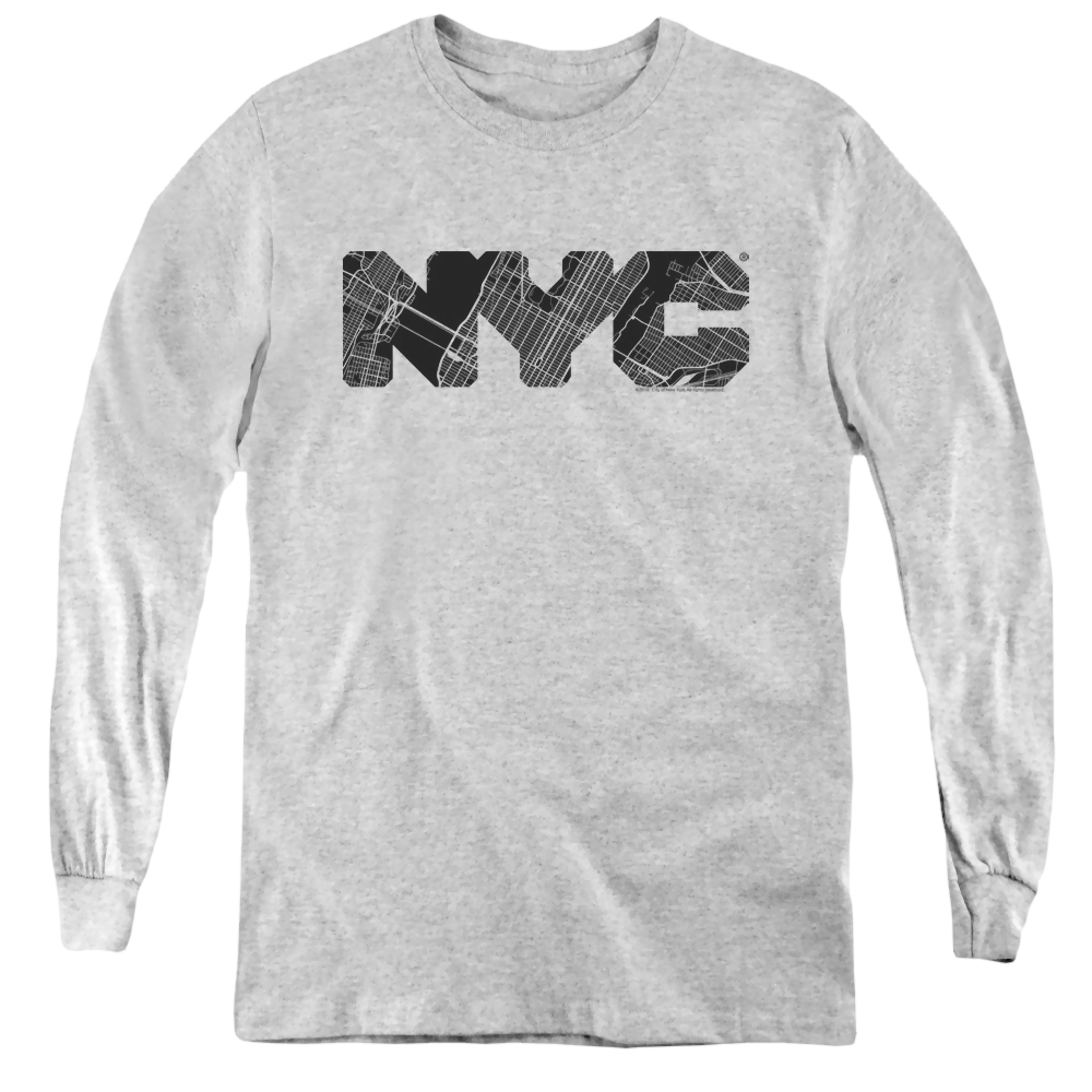 Nyc Nyc Map Fill - Youth Long Sleeve T-Shirt Youth Long Sleeve T-Shirt New York City   