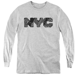 Nyc Nyc Map Fill - Youth Long Sleeve T-Shirt Youth Long Sleeve T-Shirt New York City   