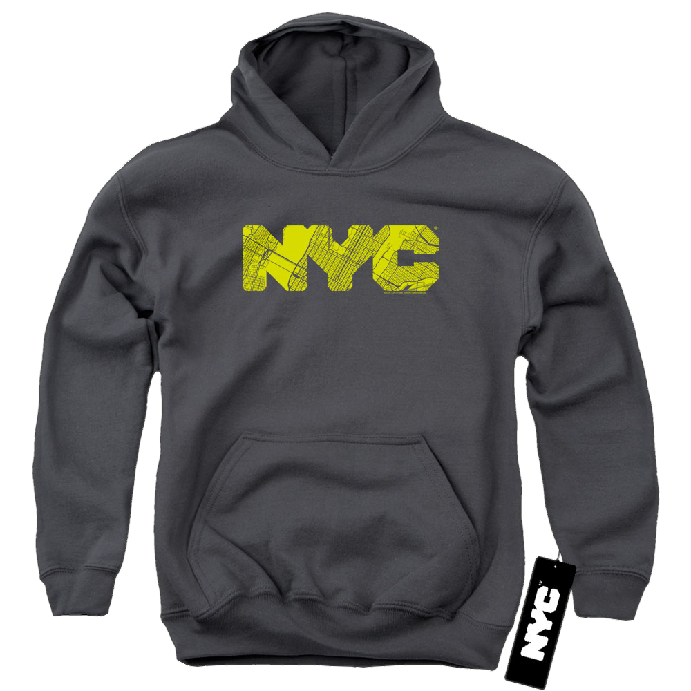 NYC Nyc Map Fill - Youth Hoodie Youth Hoodie (Ages 8-12) New York City   