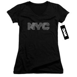 NYC Nyc Map Fill - Juniors V-Neck T-Shirt Juniors V-Neck T-Shirt New York City   