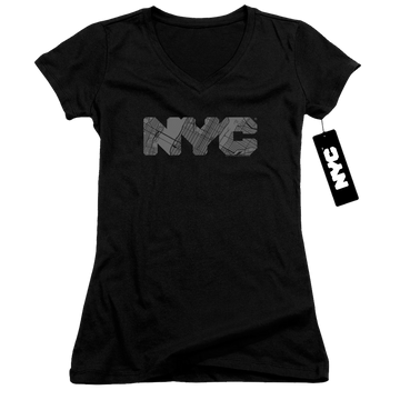 NYC Nyc Map Fill - Juniors V-Neck T-Shirt Juniors V-Neck T-Shirt New York City   