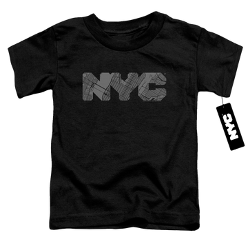 Black toddler t-shirt with New York City NYC Map Fill graphic