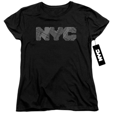 Black women's t-shirt with New York City NYC Map Fill graphic