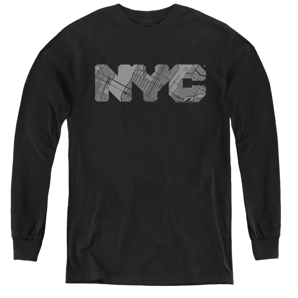 Nyc Nyc Map Fill - Youth Long Sleeve T-Shirt Youth Long Sleeve T-Shirt New York City   