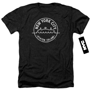 Black men's heather t-shirt with New York City See Nyc Staten Island graphic