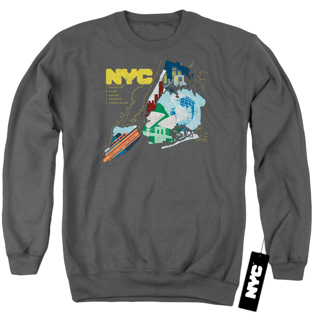 New York City Five Boroughs Men's Crewneck Sweatshirt Men's Crewneck Sweatshirt New York City   