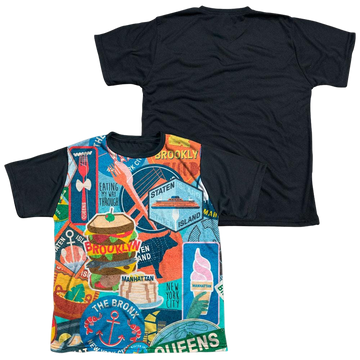 New York City Eating Nyc youth black back t-shirt for ages 8 to 12