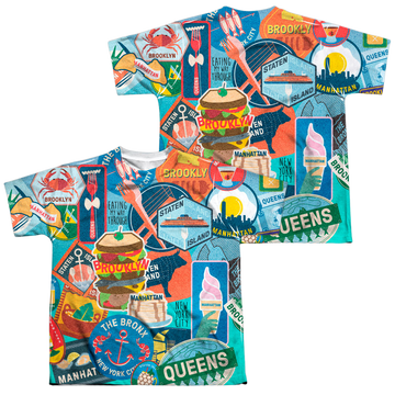 New York City Eating Nyc youth all-over print t-shirt for ages 8 to 12