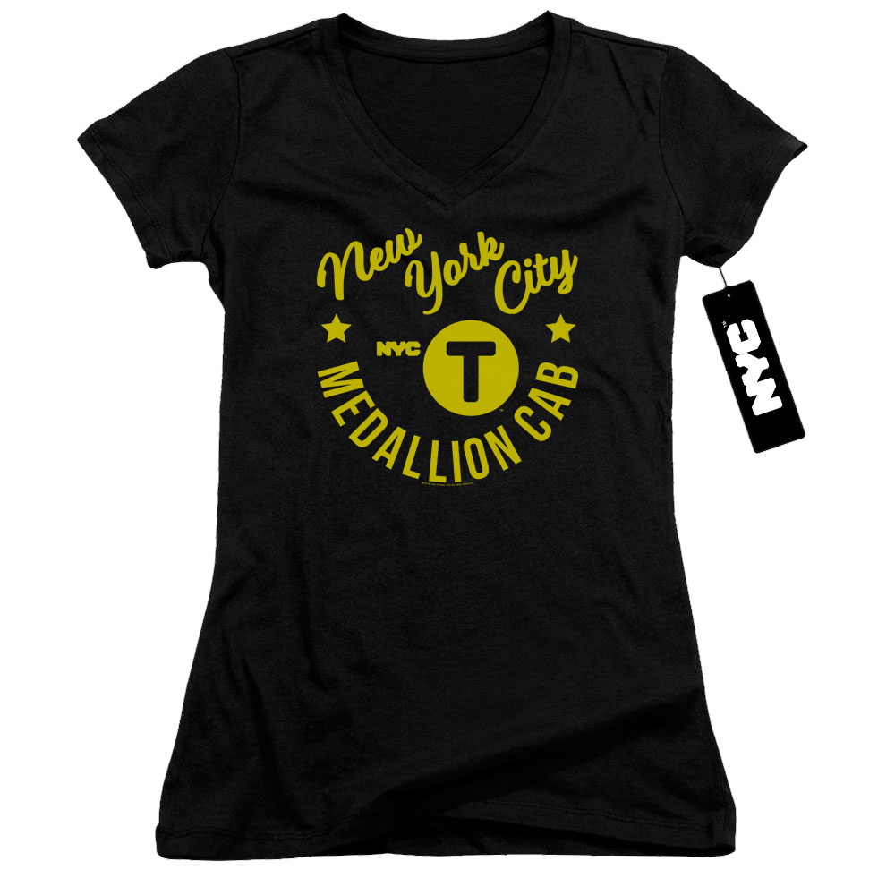 New York City Nyc Hipster Taxi Tee Juniors V-Neck T-Shirt Juniors V-Neck T-Shirt New York City   