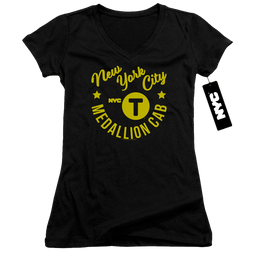 New York City Nyc Hipster Taxi Tee Juniors V-Neck T-Shirt Juniors V-Neck T-Shirt New York City   