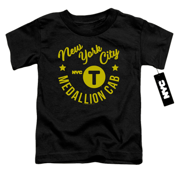 Black toddler t-shirt with New York City NYC Hipster Taxi Tee graphic
