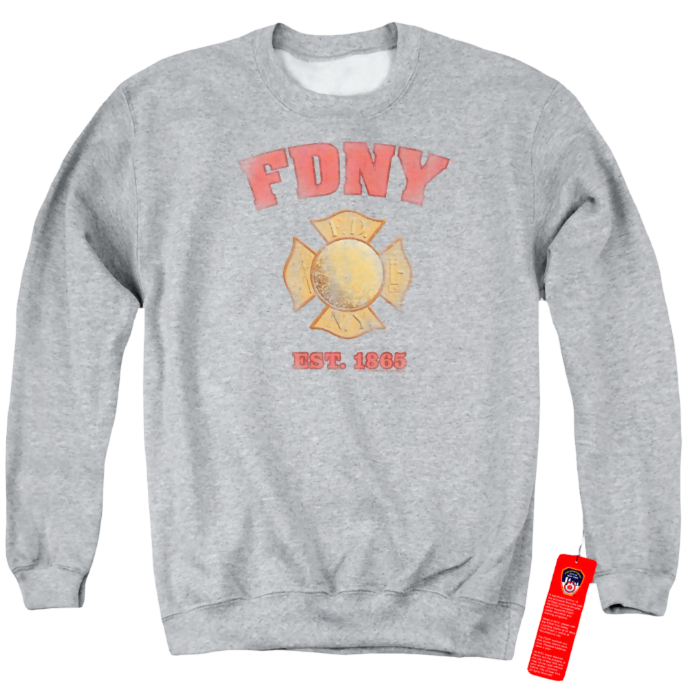 New York City Fdny Vintage Badge Men's Crewneck Sweatshirt Men's Crewneck Sweatshirt New York City   