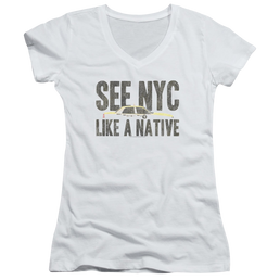 New York City Nyc Like A Native Juniors V-Neck T-Shirt Juniors V-Neck T-Shirt New York City   