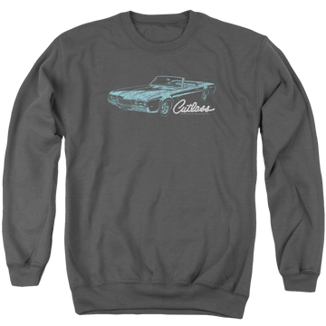 Charcoal men's crewneck sweatshirt with Oldsmobile 68 Cutlass graphic