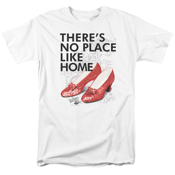 White men's regular fit t-shirt with Wizard of Oz No Place Like Home graphic