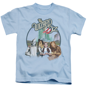 Light blue kid's t-shirt for ages 4 to 7 with Wizard of Oz Were Off To See Wizard graphic