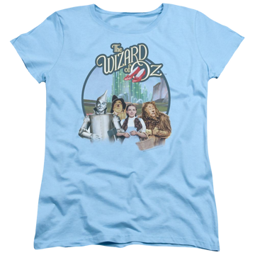 Light blue women's t-shirt with Wizard of Oz Were Off To See Wizard graphic
