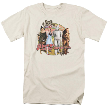 Cream men's regular fit t-shirt with Wizard of Oz Directions graphic