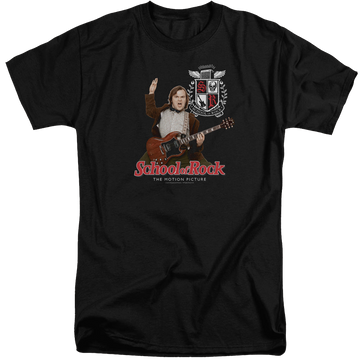 Black men's tall fit t-shirt with School of Rock The Teacher Is In graphic
