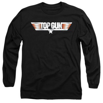 Black men's long sleeve t-shirt with Top Gun Logo graphic