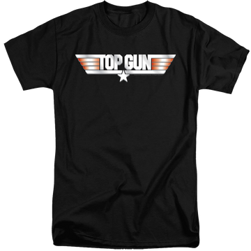 Black men's tall fit t-shirt with Top Gun Logo graphic