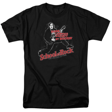 Black men's regular fit t-shirt with School of Rock Rockin graphic
