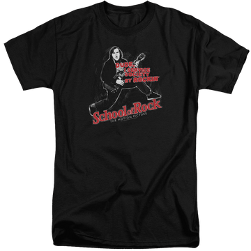 Black men's tall fit t-shirt with School of Rock Rockin graphic