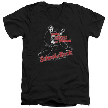 Black men's v-neck t-shirt with School of Rock Rockin graphic