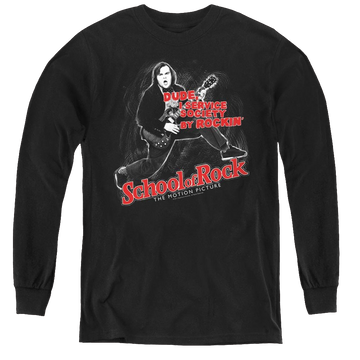 Black youth long sleeve t-shirt with School of Rock Rockin graphic