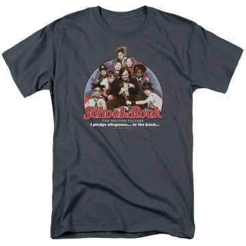 Charcoal men's regular fit t-shirt with School of Rock I Pledge Allegiance graphic