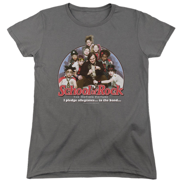Charcoal women's t-shirt with School of Rock I Pledge Allegiance graphic