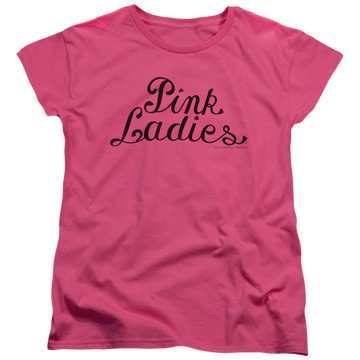 Hot pink women's t-shirt with Grease Pink Ladies Logo graphic