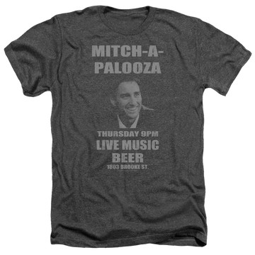 Charcoal men's heather t-shirt with Old School Mitchapalooza graphic
