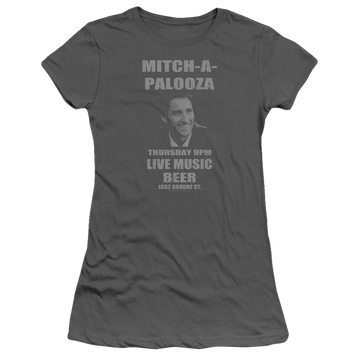 Charcoal juniors t-shirt with Old School Mitchapalooza graphic