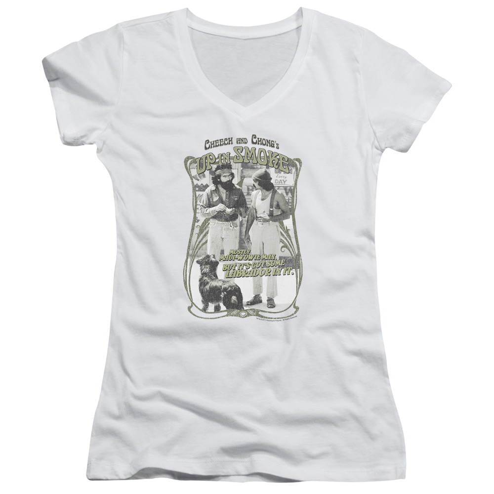 Up in Smoke Labrador - Juniors V-Neck T-Shirt Juniors V-Neck T-Shirt Cheech & Chong   
