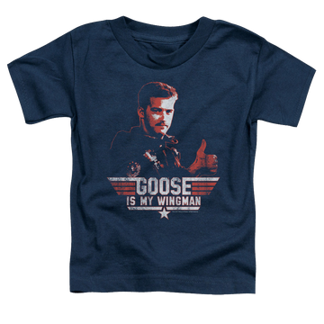 Navy toddler t-shirt with Top Gun Wingman Goose graphic