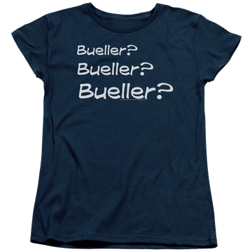 Navy women's t-shirt with Ferris Bueller's Day Off Bueller? graphic