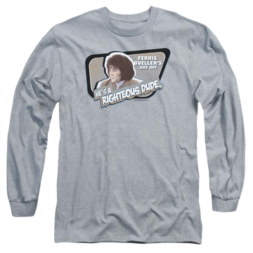 Athletic heather men's long sleeve t-shirt with Ferris Bueller's Day Off Grace graphic