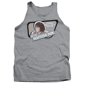 Athletic heather men's tank with Ferris Bueller's Day Off Grace graphic
