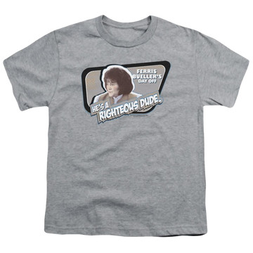 Athletic heather youth t-shirt for ages 8 to 12 with Ferris Bueller's Day Off Grace graphic