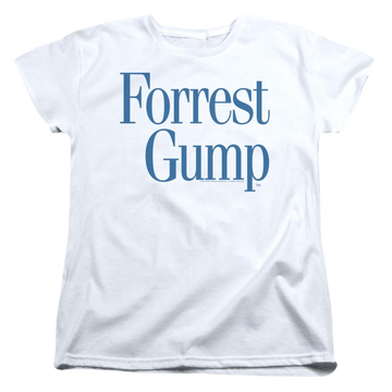 White women's t-shirt with Forrest Gump Logo graphic