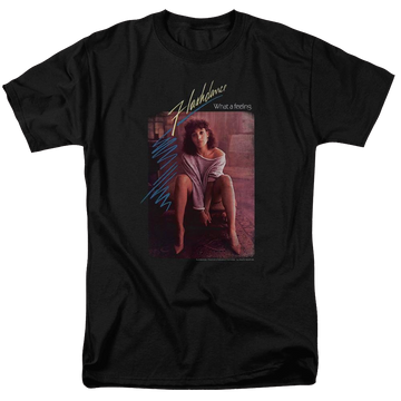 Black men's regular fit t-shirt with Flashdance Title graphic