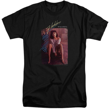 Black men's tall fit t-shirt with Flashdance Title graphic