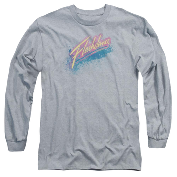Athletic heather men's long sleeve t-shirt with Flashdance Spray Logo graphic