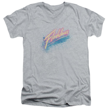 Athletic heather men's v-neck t-shirt with Flashdance Spray Logo graphic